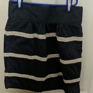 Denim and lace skirt